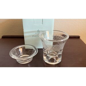 Vintage PartyLite Clarity Reversible Glass Candle Holder Set